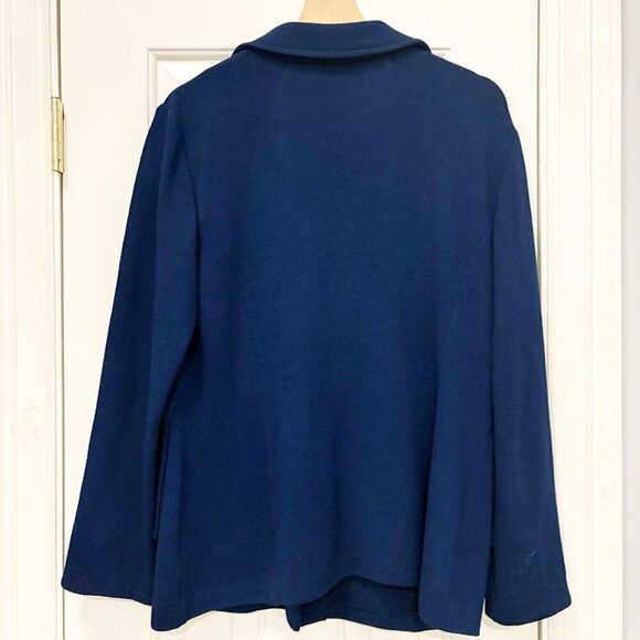 St. John Knits Caviar Santana Knit Blazer Navy Blue Size M Made in USA - Picture 4 of 8